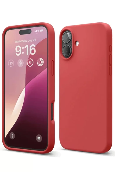 Newface Apple iPhone 16 Plus Kılıf Nano içi Kadife Silikon - Kırmızı ürün görseli 1