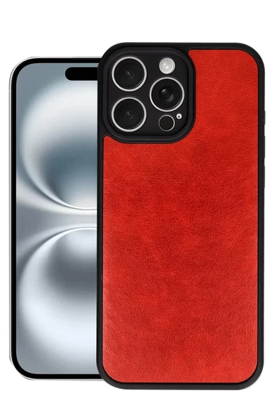 Newface Apple iPhone 16 Pro Max Kılıf Aras Deri Kapak - Kırmızı ürün görseli 1