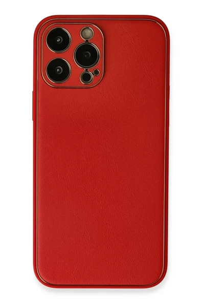 Newface Apple iPhone 13 Pro Max Kılıf Coco Deri Silikon Kapak - Kırmızı ürün görseli 1