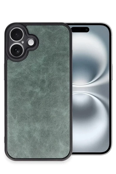 Newface Apple iPhone 16 Plus Kılıf Aras Deri Kapak - Koyu Yeşil ürün görseli 1