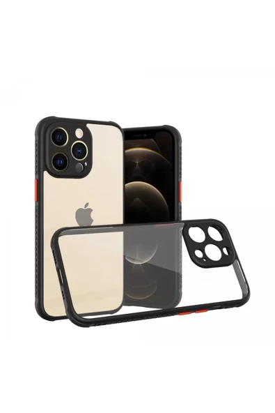Newface Apple iPhone 13 Pro Kılıf Miami Şeffaf Silikon - Siyah ürün görseli 1