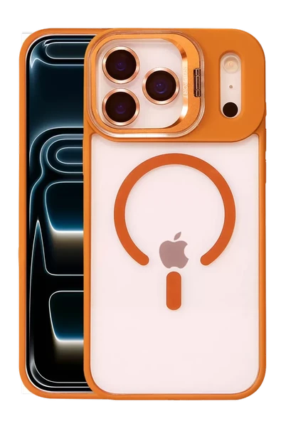 Joko Apple iPhone 17 Pro Remim Lensli Magsafe Standlı Kapak - Turuncu ürün görseli 1