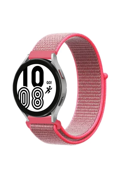 Newface Samsung Galaxy Watch 4 Hasırlı Cırtcırtlı Kordon - Pembe ürün görseli 1