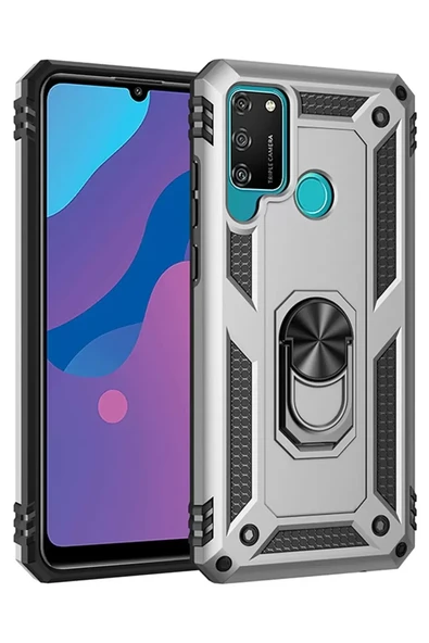 Newface Huawei Y6P Kılıf Sofya Yüzüklü Silikon Kapak - Gümüş ürün görseli 1