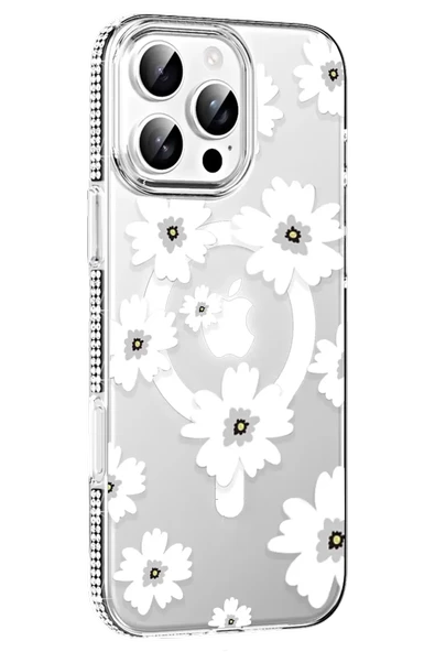 Joko Apple iPhone 16 Pro Max Floral Magsafe Kapak - Beyaz ürün görseli 1