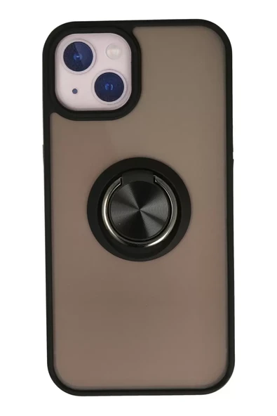 Newface Apple iPhone 13 Kılıf Montreal Yüzüklü Silikon Kapak - Siyah ürün görseli 1