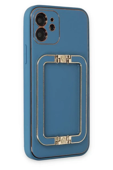 Newface Apple iPhone 12 Kılıf Coco Elit Kapak - Mavi - Resim 2