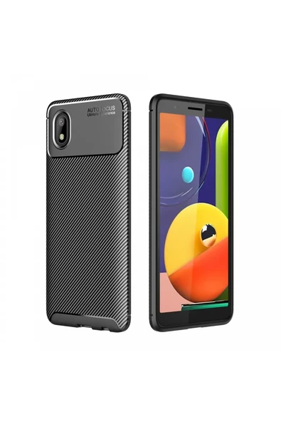 Newface Samsung Galaxy A01 Core Kılıf Auto Focus Karbon Kapak - Siyah ürün görseli 1