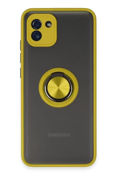 Newface Samsung Galaxy A03 Kılıf Montreal Yüzüklü Silikon Kapak - Sarı ürün görseli 1