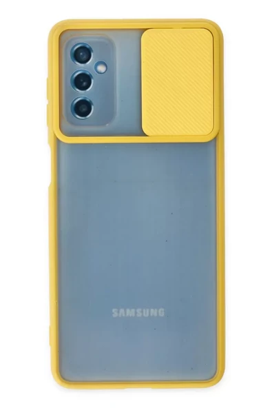 Newface Samsung Galaxy M52 5G Kılıf Palm Buzlu Kamera Sürgülü Silikon - Sarı ürün görseli 1