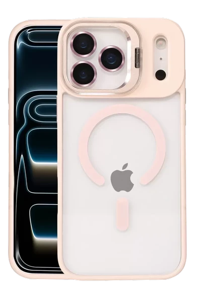 Joko Apple iPhone 17 Pro Remim Lensli Magsafe Standlı Kapak - Pembe ürün görseli 1