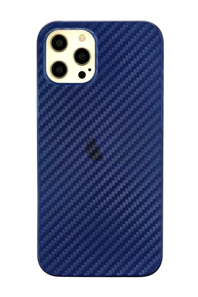 Newface Apple iPhone 12 Pro Max Kılıf Karbon PP Silikon - Mavi ürün görseli 1
