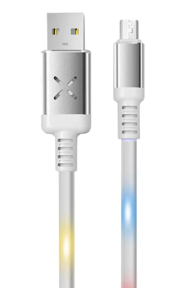 Konfulon DC09 Ses Duyarlı Işıklı Micro USB Kablo 1M 2A - Beyaz ürün görseli 1