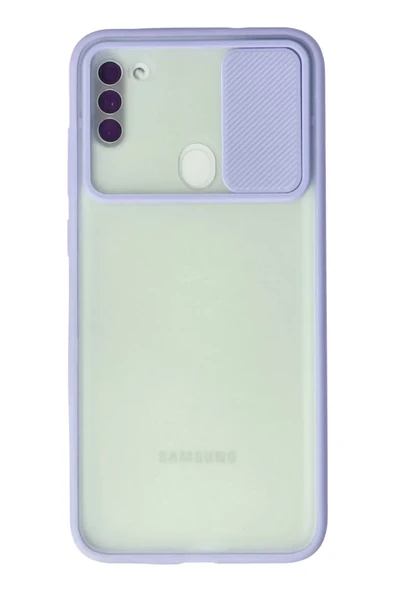 Newface Samsung Galaxy A11 Kılıf Palm Buzlu Kamera Sürgülü Silikon - Lila ürün görseli 1
