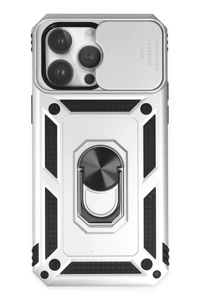 Newface Apple iPhone 14 Pro Kılıf Pars Lens Yüzüklü Silikon - Gümüş ürün görseli 1