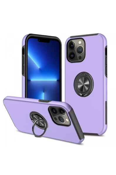 Newface Apple iPhone 13 Pro Max Kılıf Elit Yüzüklü Kapak - Mor ürün görseli 1