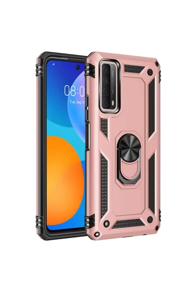 Newface Huawei P Smart 2021 Kılıf Sofya Yüzüklü Silikon Kapak - Rose ürün görseli 1