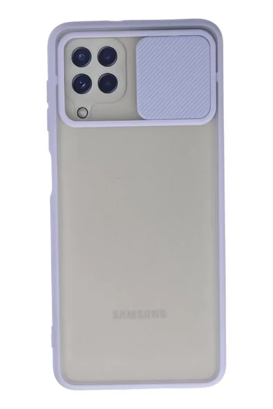 Newface Samsung Galaxy A22 Kılıf Palm Buzlu Kamera Sürgülü Silikon - Lila ürün görseli 1