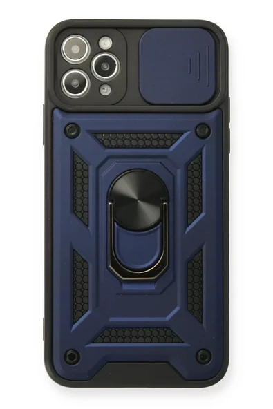 Newface Apple iPhone 11 Pro Max Kılıf Pars Lens Yüzüklü Silikon - Lacivert ürün görseli 1