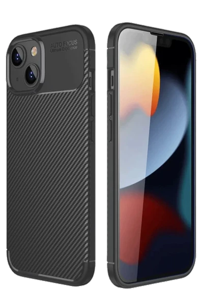 Newface Apple iPhone 14 Kılıf Auto Focus Karbon Kapak - Siyah ürün görseli 1