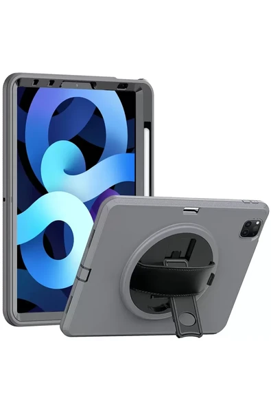 Newface Apple iPad Pro 11 (2018) Kılıf Hand Strap Tablet Kılıfı - Gri ürün görseli 1