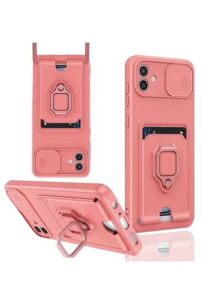 Newface Samsung Galaxy A05 Kılıf Zuma Kartvizitli Yüzüklü Silikon - Pembe ürün görseli 1