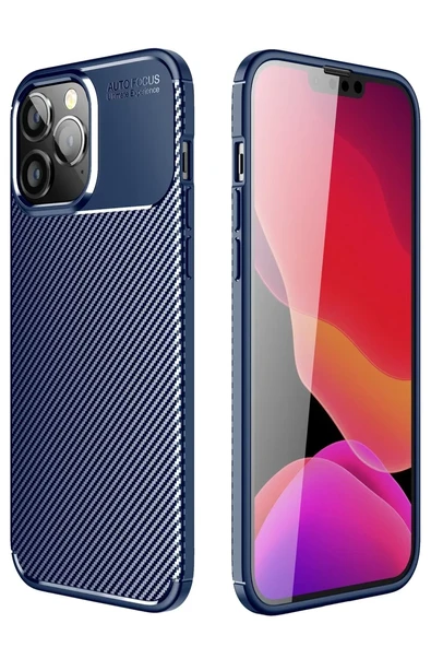 Newface Apple iPhone 14 Pro Kılıf Auto Focus Karbon Kapak - Lacivert ürün görseli 1