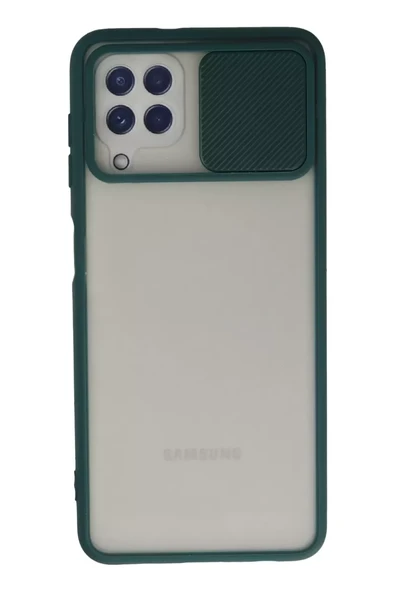 Newface Samsung Galaxy A22 Kılıf Palm Buzlu Kamera Sürgülü Silikon - Yeşil ürün görseli 1