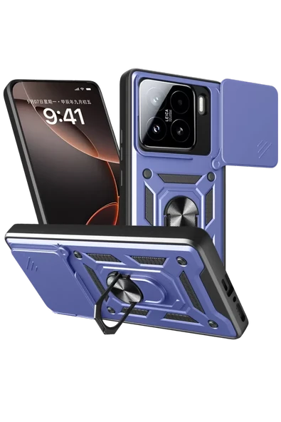 Newface Xiaomi Mi 15 Kılıf Pars Lens Yüzüklü Silikon - Lacivert ürün görseli 1