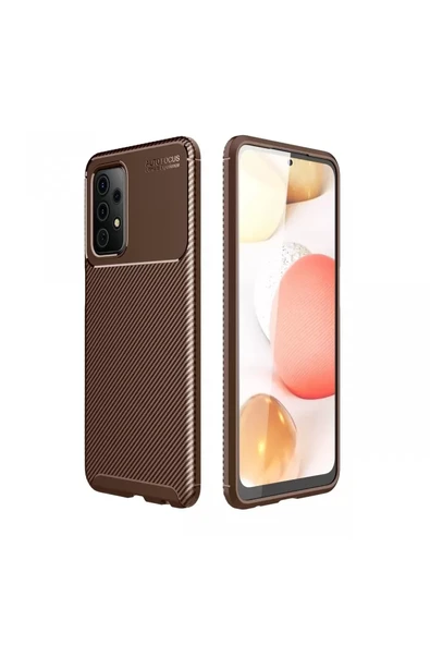 Newface Samsung Galaxy A72 Kılıf Auto Focus Karbon Kapak - Kahverengi ürün görseli 1