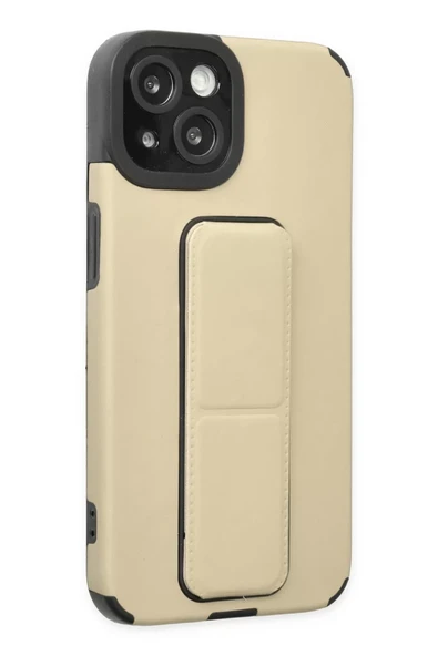 Newface Apple iPhone 14 Plus Kılıf Mega Standlı Silikon - Gold - Resim 2
