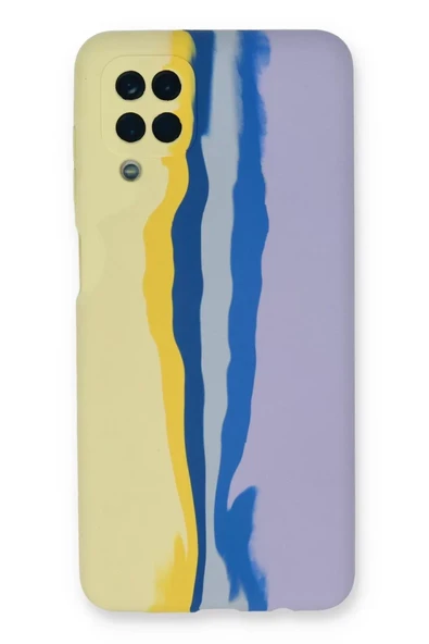 Newface Samsung Galaxy A22 Kılıf Ebruli Lansman Silikon - Sarı-Lila ürün görseli 1