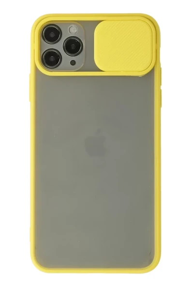 Newface Apple iPhone 11 Pro Max Kılıf Palm Buzlu Kamera Sürgülü Silikon - Sarı ürün görseli 1