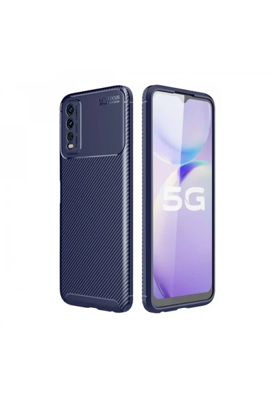 Newface Vivo Y11S Kılıf Auto Focus Karbon Kapak - Lacivert ürün görseli 1