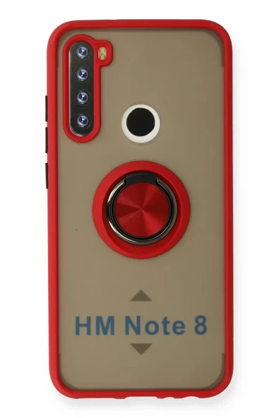Newface Xiaomi Redmi Note 8 Kılıf Montreal Yüzüklü Silikon Kapak - Kırmızı ürün görseli 1