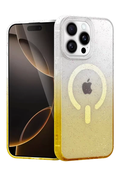 Newface Apple iPhone 15 Pro Max Pummel Shiny Magsafe Kapak - Gold ürün görseli 1