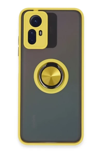 Newface Xiaomi Redmi Note 12S Kılıf Montreal Yüzüklü Silikon Kapak - Sarı ürün görseli 1