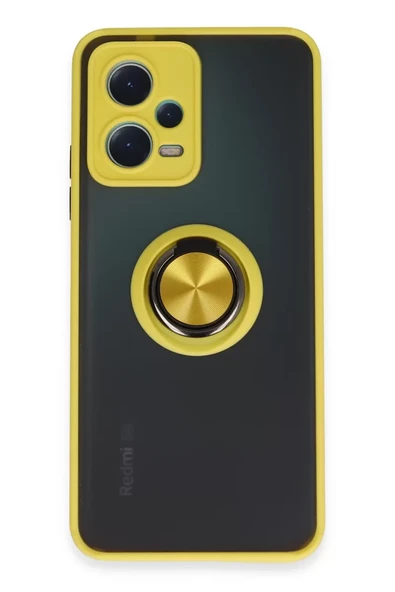 Newface Xiaomi Redmi Note 12 5G Kılıf Montreal Yüzüklü Silikon Kapak - Sarı ürün görseli 1