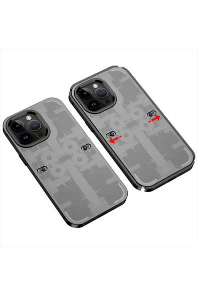 Newface Apple iPhone 14 Pro Kılıf Mekanik Bumper Kapak - Siyah ürün görseli 1