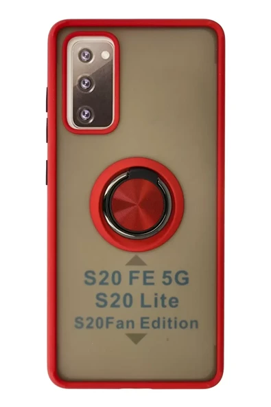Newface Samsung Galaxy S20 FE Kılıf Montreal Yüzüklü Silikon Kapak - Kırmızı ürün görseli 1