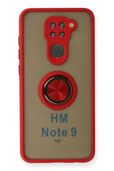 Newface Xiaomi Redmi Note 9 Kılıf Montreal Yüzüklü Silikon Kapak - Kırmızı ürün görseli 1