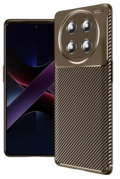 Newface Honor Magic 7 Lite Kılıf Auto Focus Karbon Kapak - Kahverengi ürün görseli 1