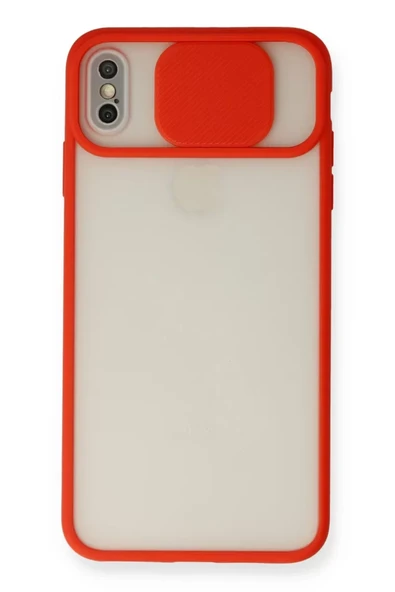 Newface Apple iPhone X Kılıf Palm Buzlu Kamera Sürgülü Silikon - Kırmızı ürün görseli 1