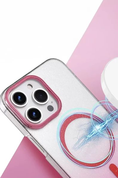 Newface Apple iPhone 16 Pro Glossy Magsafe Kapak - Pembe - Resim 2
