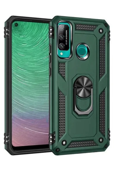Newface Huawei P40 Lite E Kılıf Sofya Yüzüklü Silikon Kapak - Yeşil ürün görseli 1