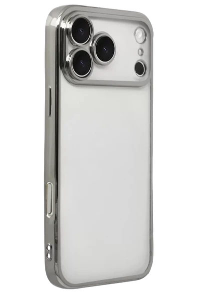 Newface Apple iPhone 17 Pro Max Razer Lensli Silikon - Gümüş - Resim 2