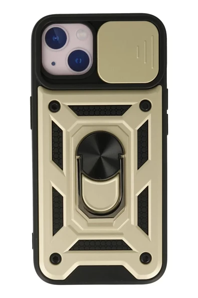 Newface Apple iPhone 15 Kılıf Pars Lens Yüzüklü Silikon - Gold ürün görseli 1
