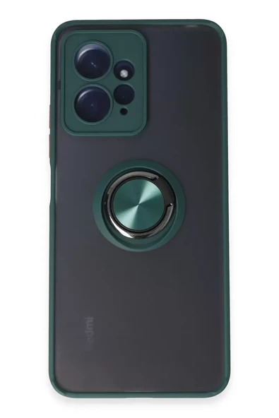 Newface Xiaomi Redmi Note 12 4G Kılıf Montreal Yüzüklü Silikon Kapak - Yeşil ürün görseli 1