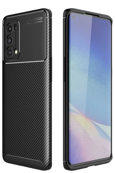 Newface Oppo Reno 5 Pro Kılıf Auto Focus Karbon Kapak - Siyah ürün görseli 1