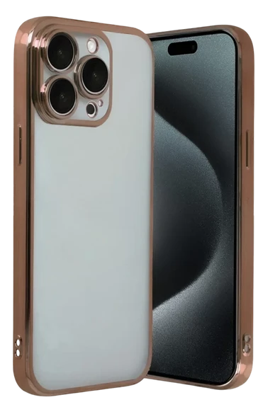 Newface Apple iPhone 15 Pro Max Razer Lensli Silikon - Çöl Titanyum ürün görseli 1